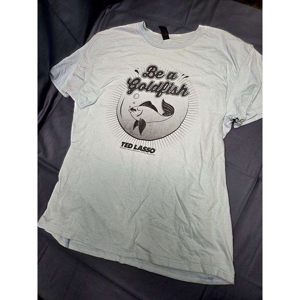 Ted Lasso "Be a Goldfish" Graphic T-Shirt, Light Blue, Size L